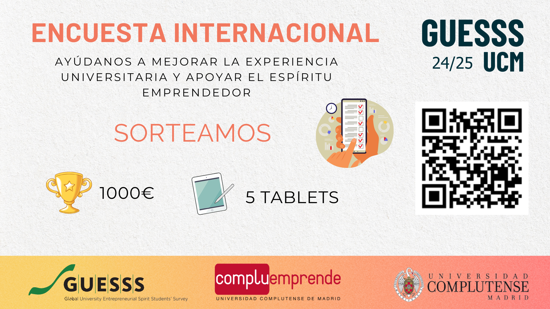 ¡Participa en la encuesta GUESSS y podrás ganar premios: 1000€ - 5 tablets!